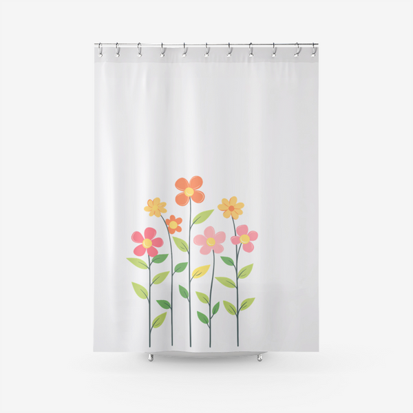 Colorful Cartoon Flowers- Bathroom Curtains