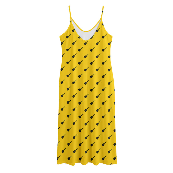 Yellow And Black Dart Pattern Print Jersey Midi Cami Dress