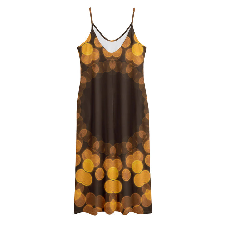 Yellow Spot Kaleidoscope Print Jersey Midi Cami Dress