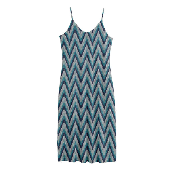 Zigzag Knitted Pattern Print Jersey Midi Cami Dress
