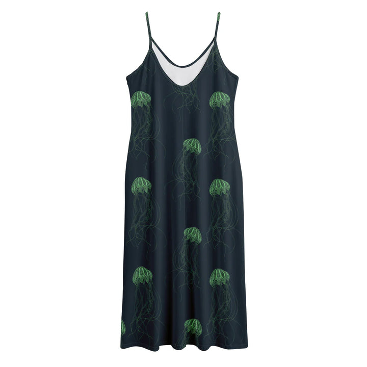 Zentangle Jellyfish Pattern Print Jersey Midi Cami Dress