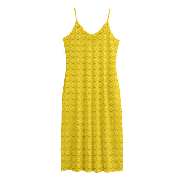 Yellow Plastic Building Blocks Print Jersey Midi Cami Dress