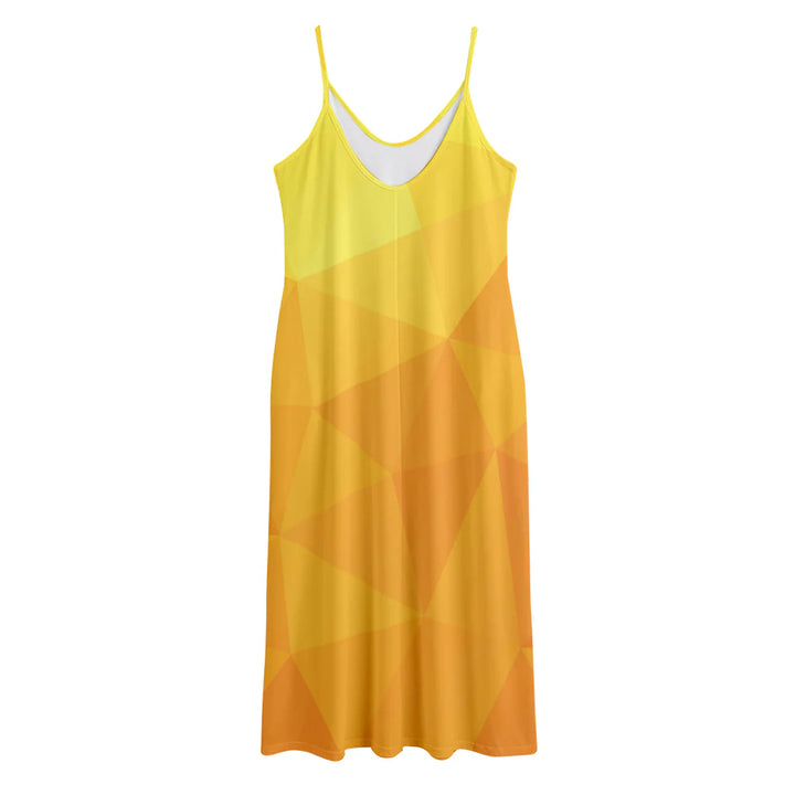 Yellow Polygonal Geometric Print Jersey Midi Cami Dress