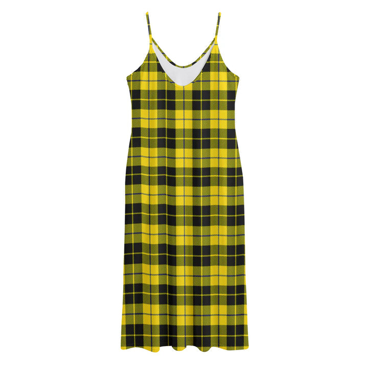 Yellow Black And Blue Tartan Print Jersey Midi Cami Dress