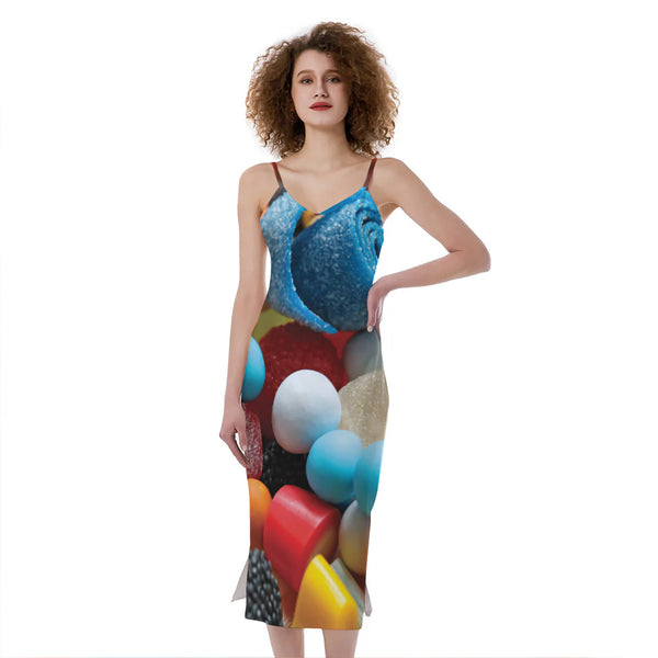 Yummy Gummy Print Slim Fit Midi Cami Dress