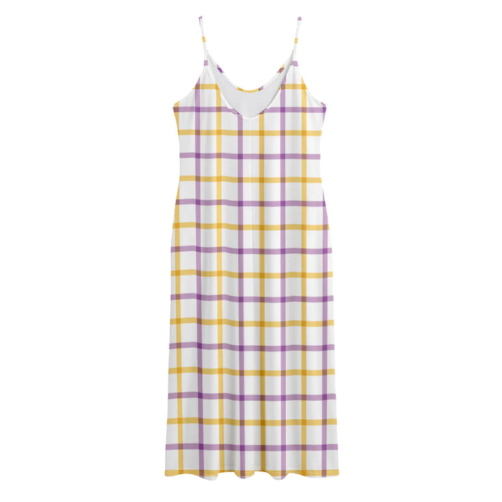 Yellow And Purple Tattersall Print Jersey Midi Cami Dress