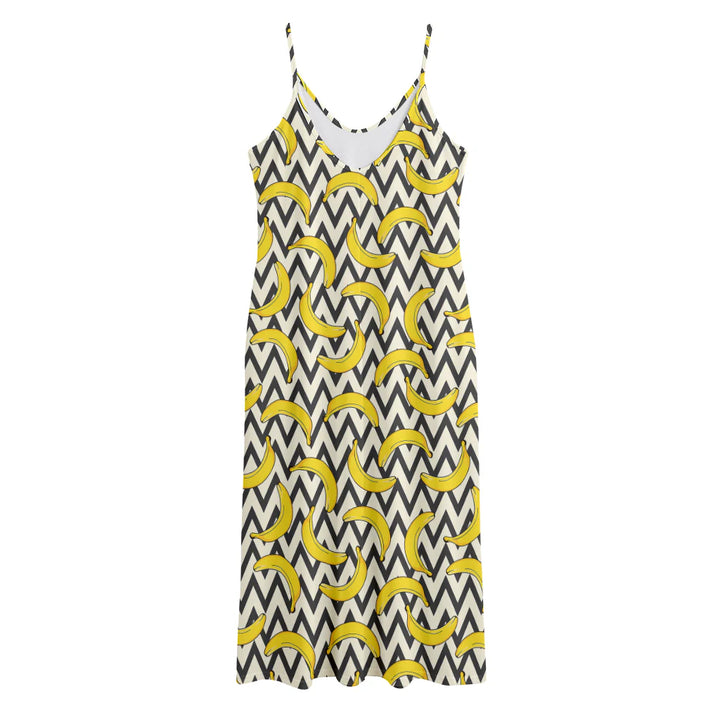 Zigzag Banana Pattern Print Jersey Midi Cami Dress