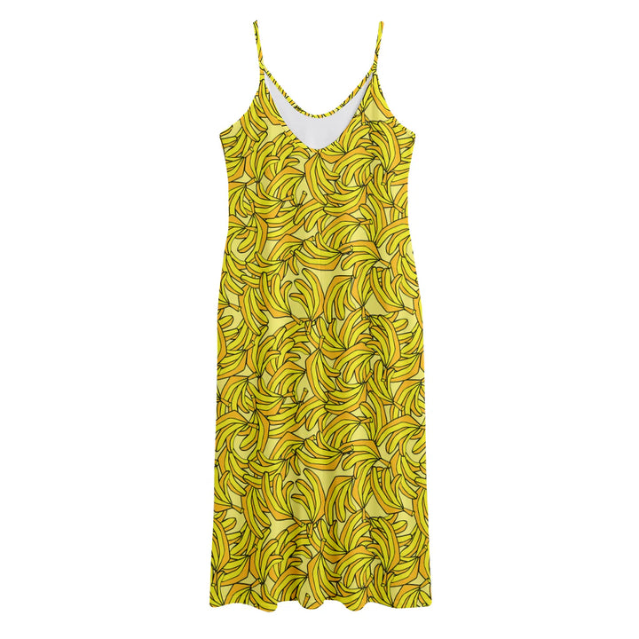 Yellow Geometric Banana Pattern Print Jersey Midi Cami Dress