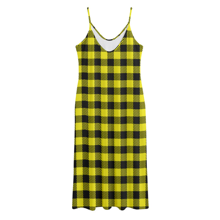 Yellow Buffalo Plaid Print Jersey Midi Cami Dress