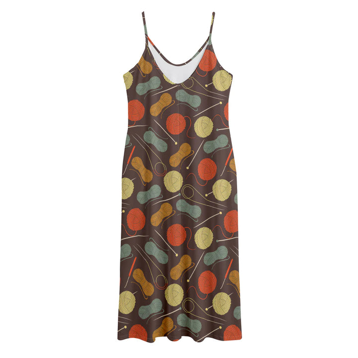 Yarn And Needle Pattern Print Jersey Midi Cami Dress