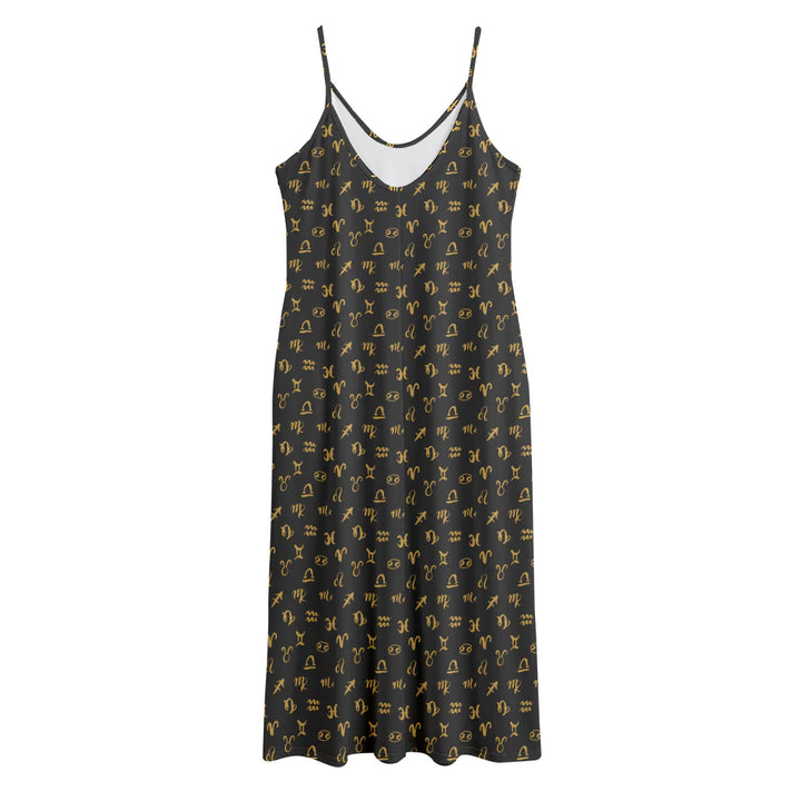 Zodiac Astrological Signs Pattern Print Jersey Midi Cami Dress