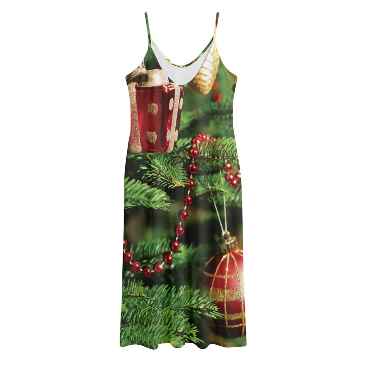 Xmas Tree Print Jersey Midi Cami Dress