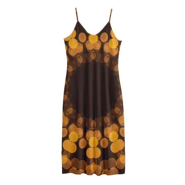 Yellow Spot Kaleidoscope Print Jersey Midi Cami Dress