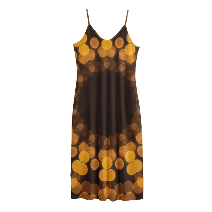 Yellow Spot Kaleidoscope Print Jersey Midi Cami Dress