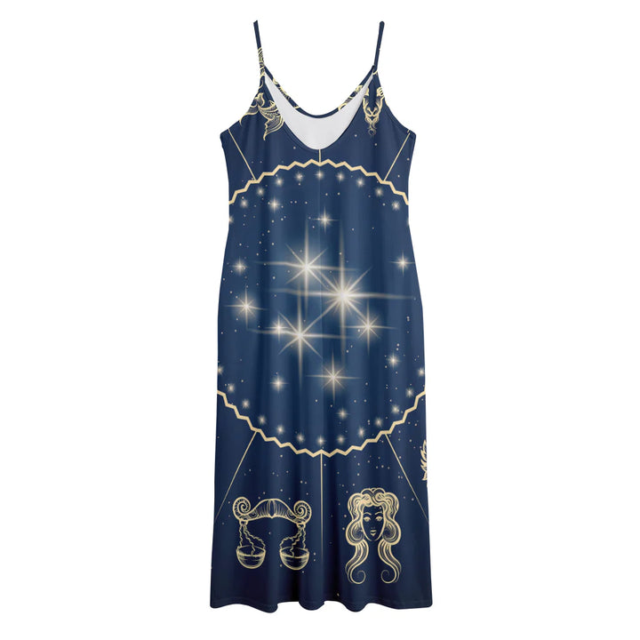 Zodiac Astrology Symbols Print Jersey Midi Cami Dress