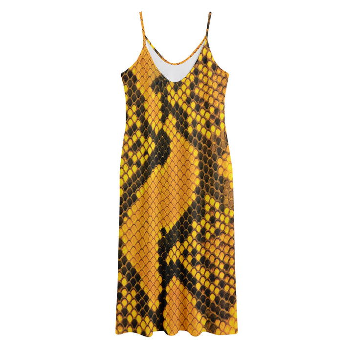 Yellow And Black Snakeskin Print Jersey Midi Cami Dress