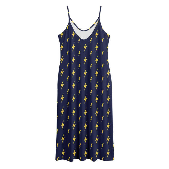 Yellow Lightning Bolts Pattern Print Jersey Midi Cami Dress