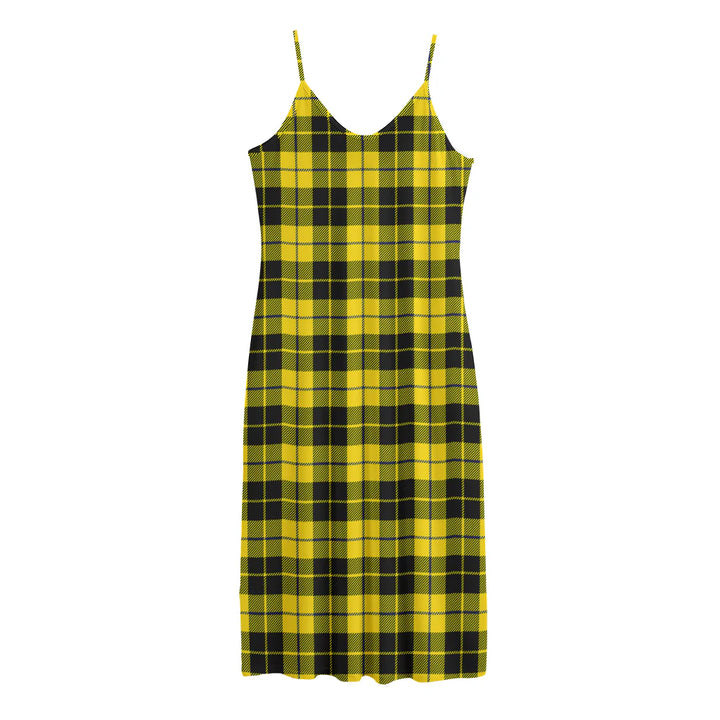 Yellow Black And Blue Tartan Print Jersey Midi Cami Dress